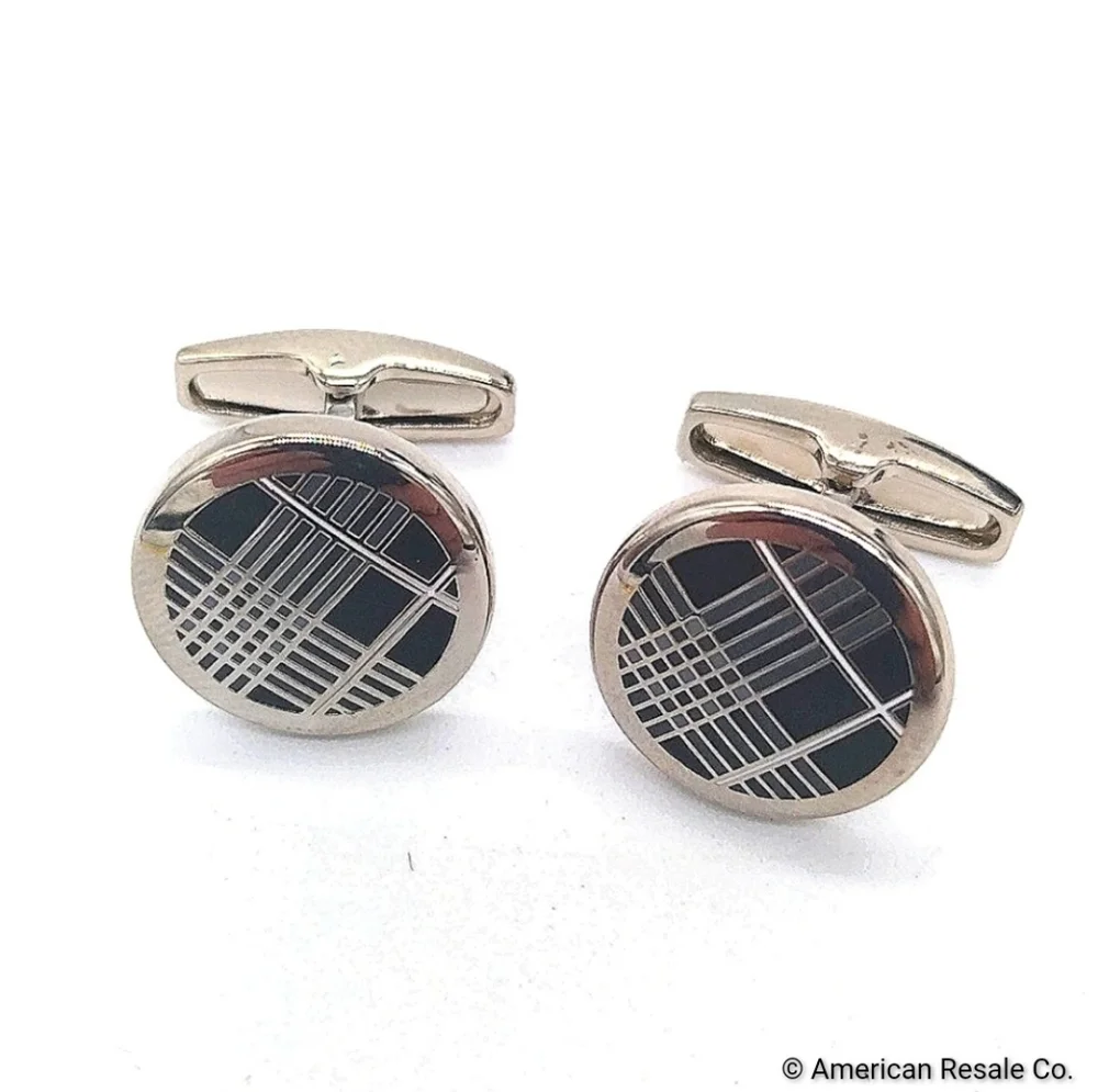 COPY - Vintage Burberry Signed Round Nova Check Cufflinks